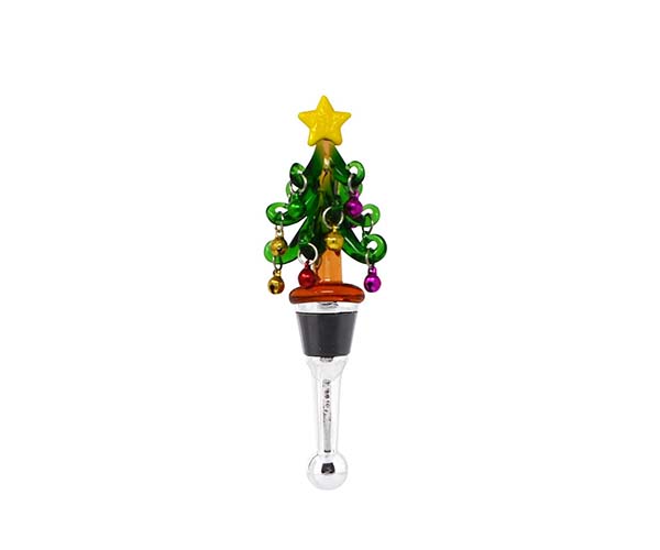 Xm-1103 Bottle Stopper - Christmas Tree With Bells