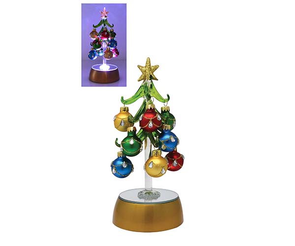 Xm-1121 6 In. Light Up With 12 Multi-jeweled Color Ornaments Tree