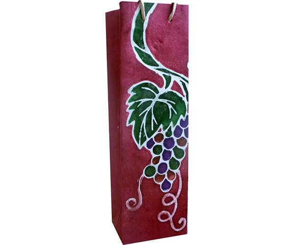 Bb1burgundybati Handmade Paper Bottle Bags, Burgundy Grape Cluster