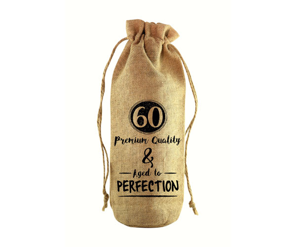Jb1005 60 & Aged To Perfection Jute Wine Bottle Sack