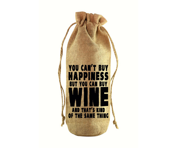Jb1024 You Cant Buy Happiness Jute Wine Bottle Sack