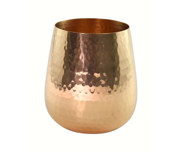 Ac6011 12 Oz Copper Wine Glass Stemless - Hammered