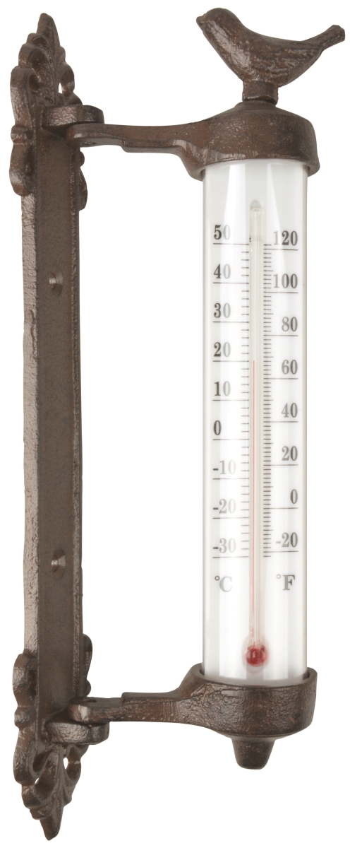 Bfbbr20 Bird Wall Thermometer Cast Iron, Antique Brown