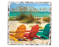 Counter Art Cart67430 Beach Chairs Single Tumble Tile Coaster