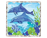 Counter Art Cart67807 Dolphin Duo Single Tumble Tile Coaster
