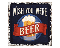 Counter Art Cart67864 Wish You Were Beer Single Tumble Tile Coaster