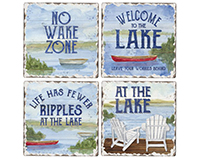 Counter Art Cart88196 At The Lake Assortment Coasters - Pack Of 4