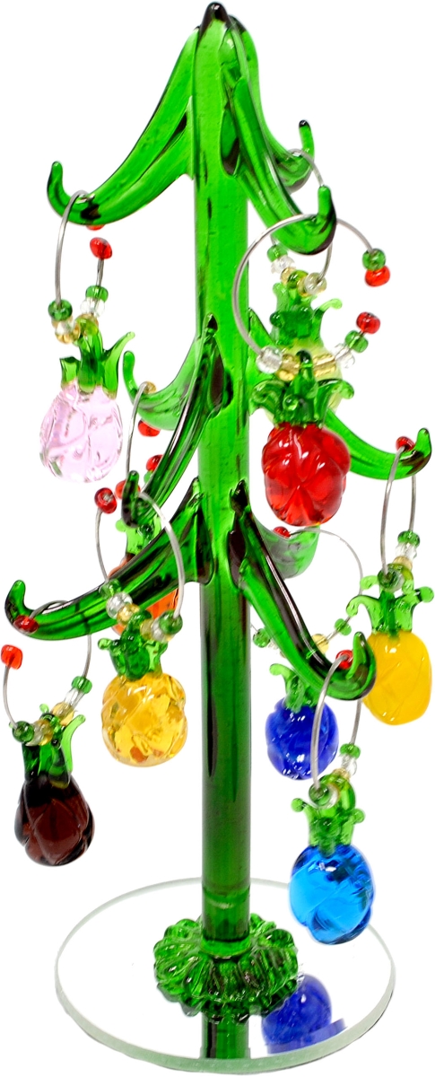 Tr-006 Glass Pineapple Wine Charm Tree 8 In. With 9 Ornaments, Pvc
