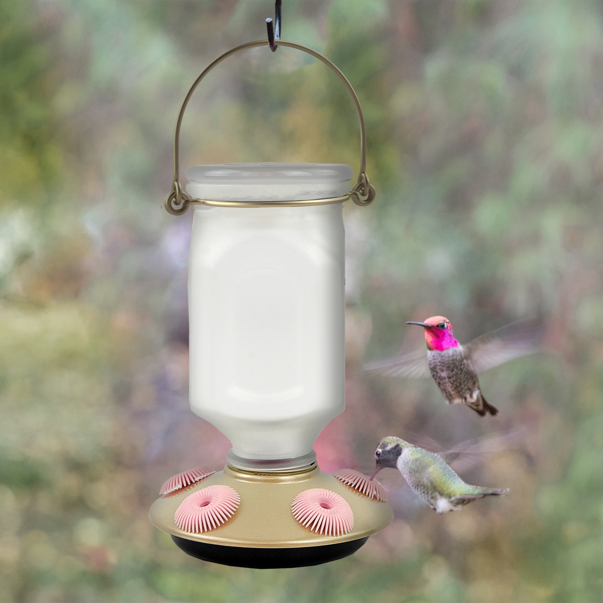 Pp9103 Sun-kissed Top-fill Glass Hummingbird Feeder - 2 Piece