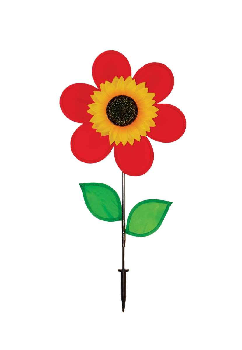 Itb2774 12 In. Red Sunflower Spinner With Leaves