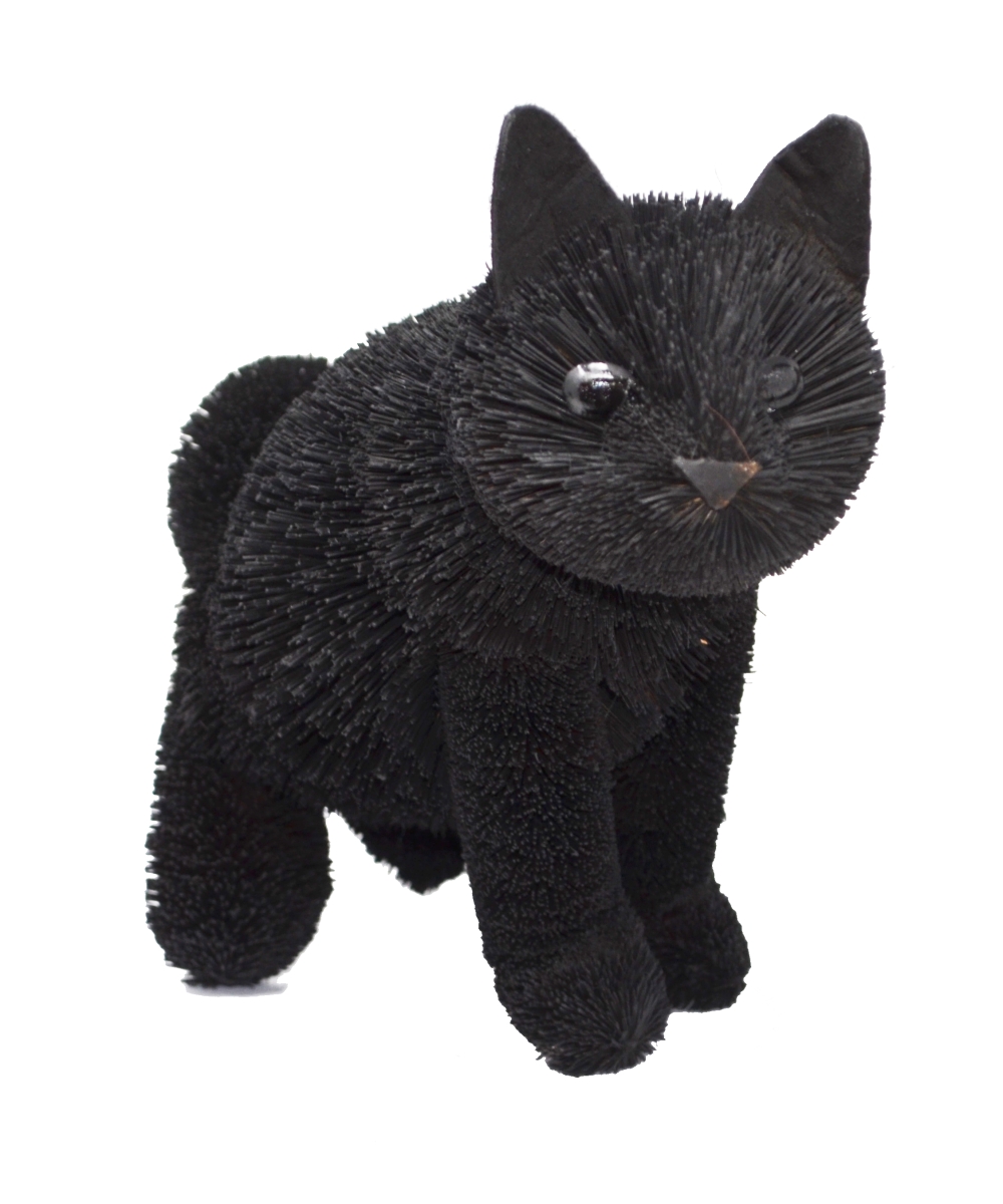 Brush01885 12 In. Black Cat Sitting Figurines