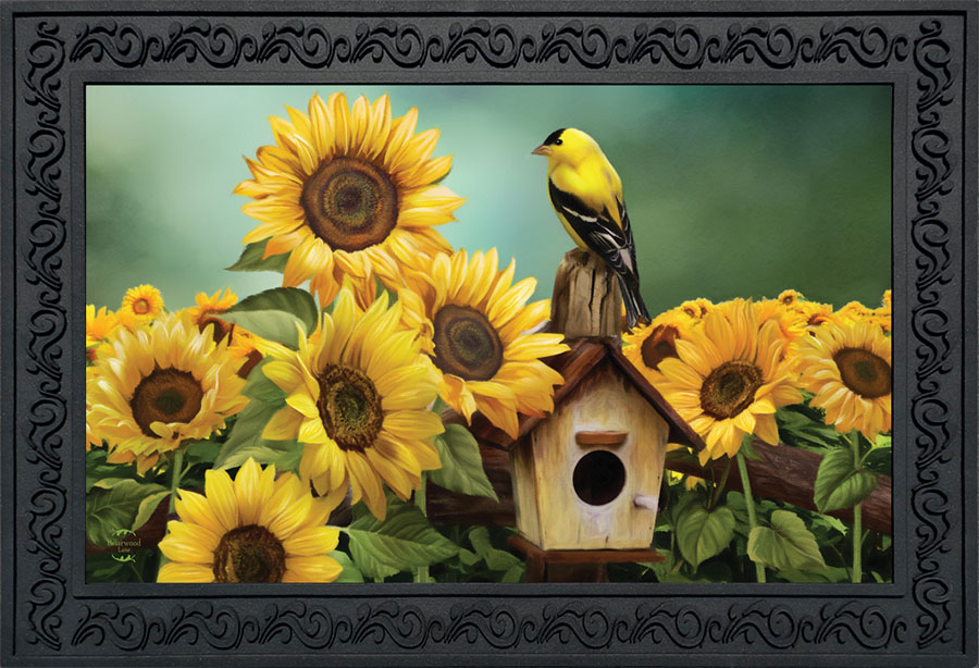 Bld00765 Goldfinch & Sunflowers Doormat