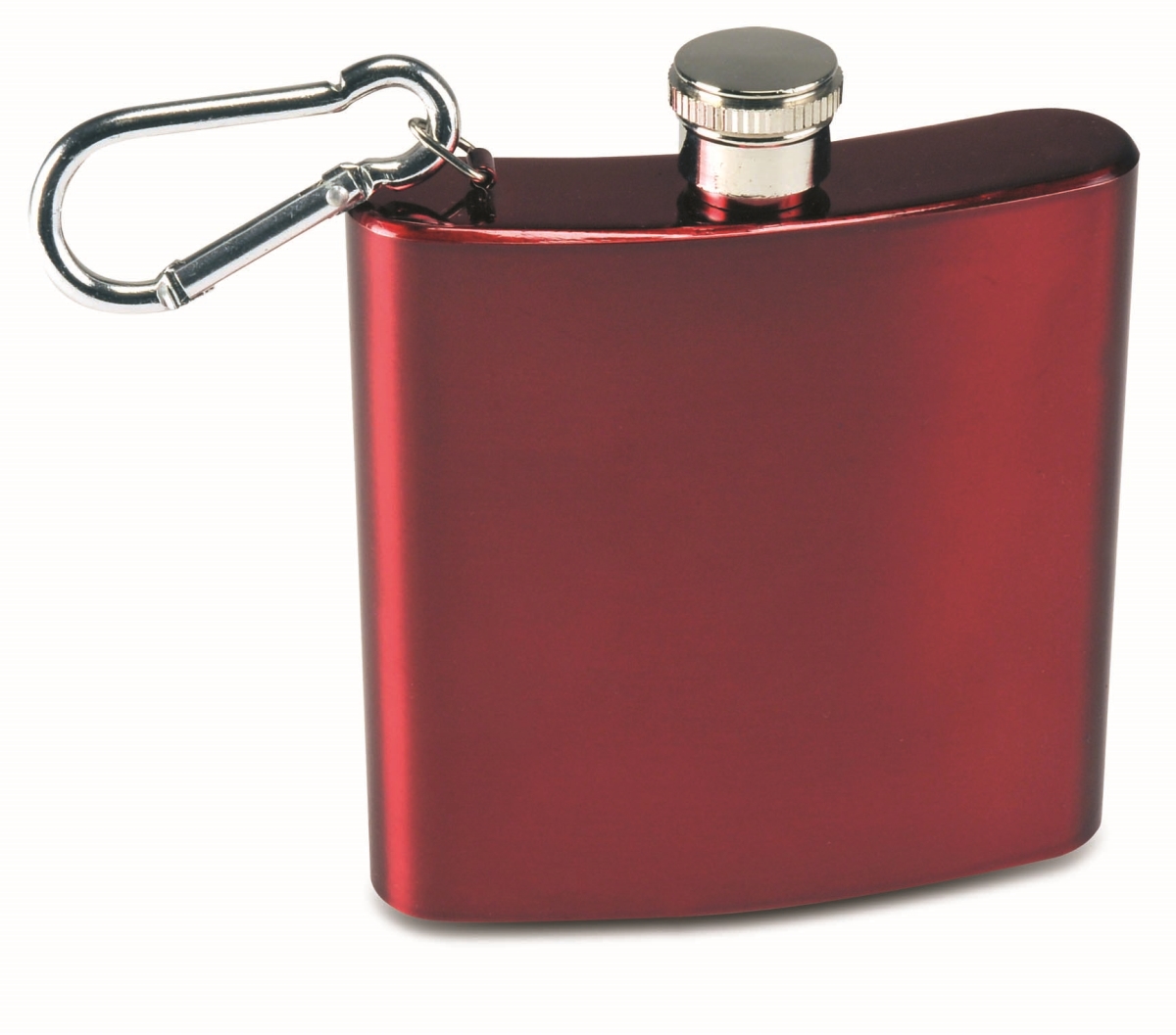 26484 6 Oz Stainless Steel Flask With Funnel & Carabiner, Red