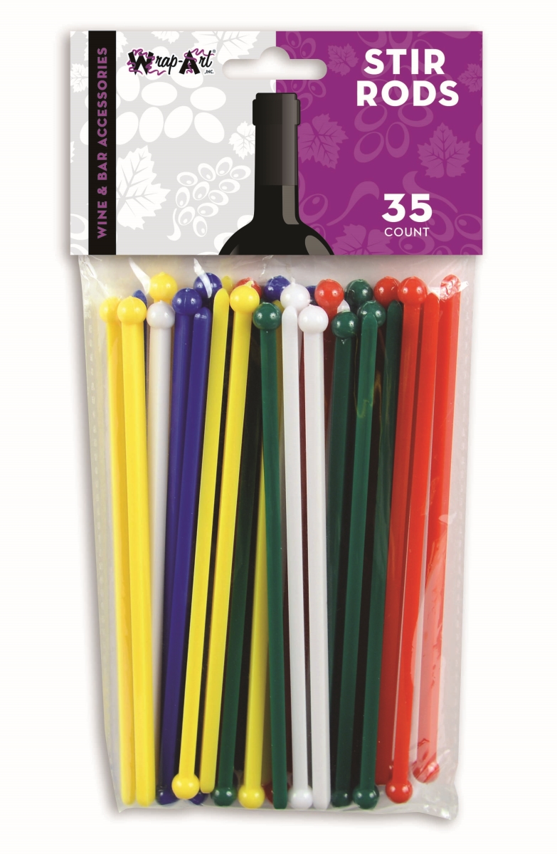 26744 Plastic Stir Rods, Multi Color - 35 Per Pack