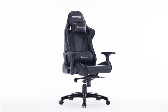 22028 Gaming Office Chair - Delta Race Style Seat With Headrest & Firm Lumbar Pillow Support - Black