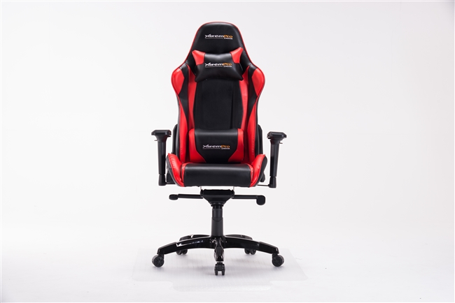 22029 Gaming Office Chair - Delta Race Style With Headrest & Firm Lumbar Pillow Support - Red & Black