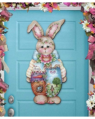 8457601h Jamie Mills-price Easter Bella Bunny Wooden Decorative Door Hanger
