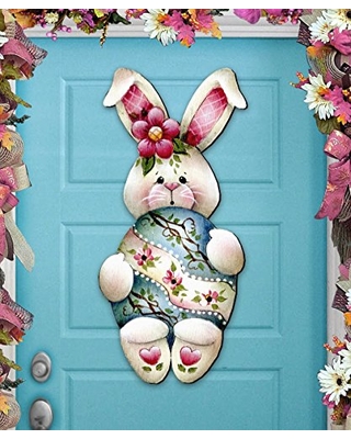 8457602h Jamie Mills-price Easter Bunny Hugs Door Hanger Wall Decor