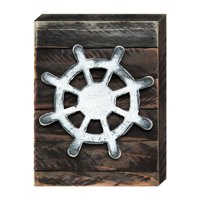 98536-12 Captain Wheel Art On Board Wall Decor