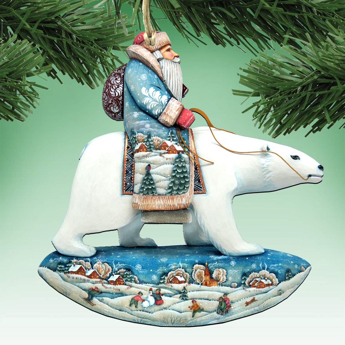 UPC 746550000175 product image for 821511 Polar Friends Wood Carved Santa Holiday Decoration | upcitemdb.com