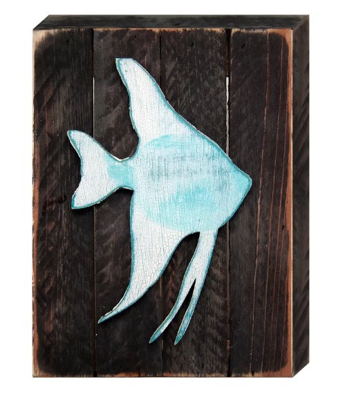 98525-18 Tropical Fish Art On Board Wall Decor