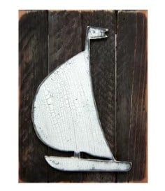 98524-08 Sailboat Art On Board Wall Decor