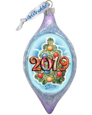 757-041-d 2019 Christmas Tree Dated Drop, Holiday Splendor Glass Ornament