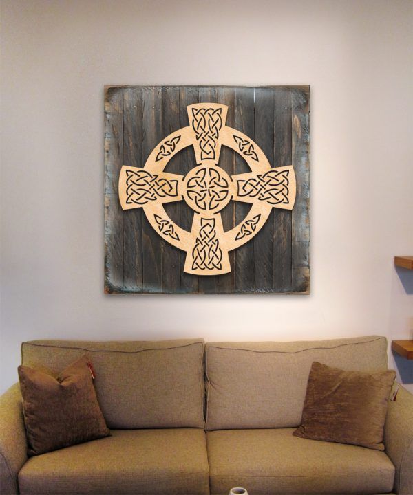 953161-18 Celtic Wheel Cross Art On Board Wall Decor