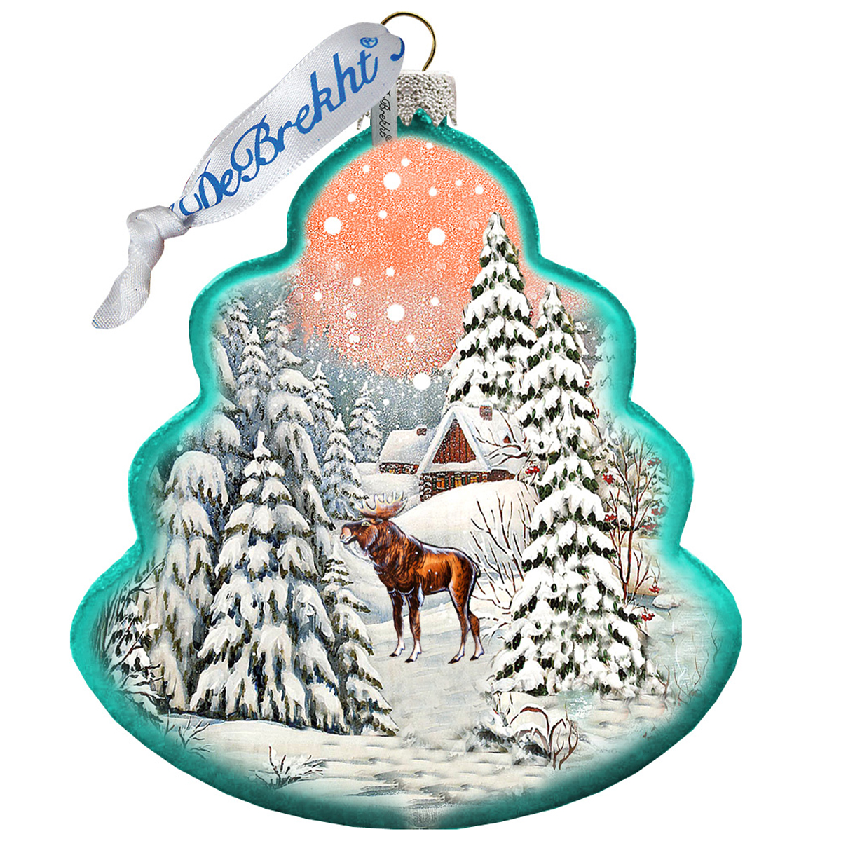 762-021 Winter Village With Moose Tree Ornament