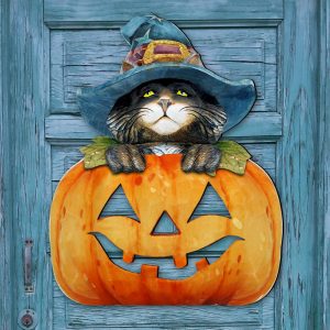 8158416f Black Cat Pumpkin Outdoor Decoration