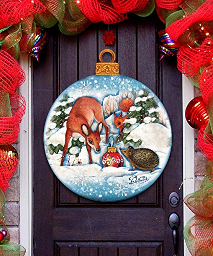8173412h Forest Friends Christmas Door Hanger