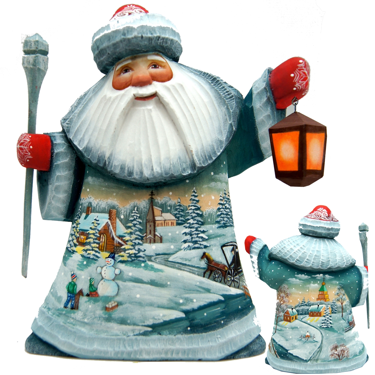 821480 Nordic Village Santa, Wood Carved & Hand Painted Masterpiece Santa Figurine