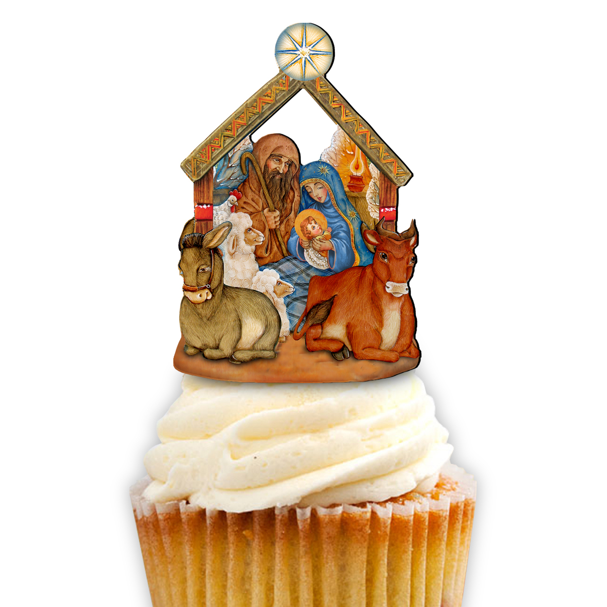 8114030ct Nativity Scene Christma Cupcake & Cake Toppers