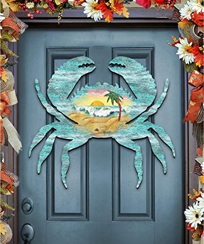 8198511h Crab Scenic Wooden Decorative Door Hanger