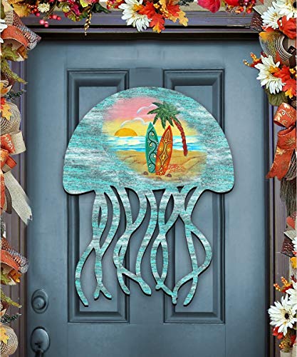 8198513h Jellyfish Scenic Wooden Decorative Door Hanger