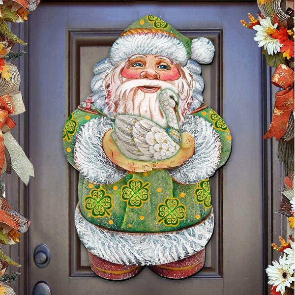 8118086h Celtic Santa Irish Christmas Door Hanger Wall Decor
