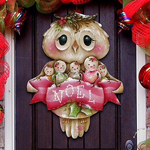 8457509h Jamie Mills-price Christmas Owl You Need Is Love Wooden Decorative Door Hanger
