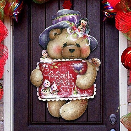 8457510h Jamie Mills-price Christmas To Santa With Love Wooden Decorative Door Hanger