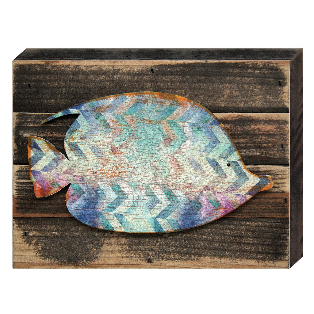 98537-18 Tropical Fish Art On Board Wall Decor