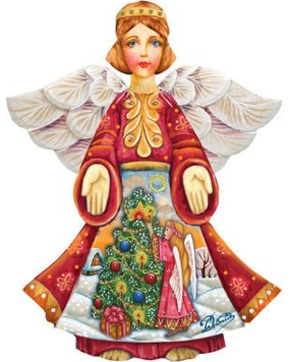 8154103m Christmas Tree Angel Wooden Hanging Or Freestanding Decoration For Home & Garden