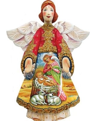 8154109m Mary & Joseph Angel Wooden Hanging Or Freestanding Decoration For Home & Garden