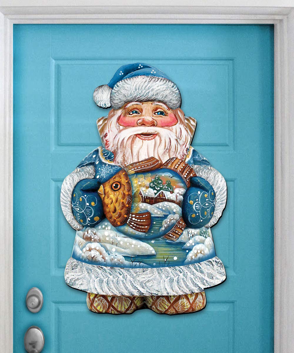 8118201h Gold Fish Santa Christmas Door Hanger