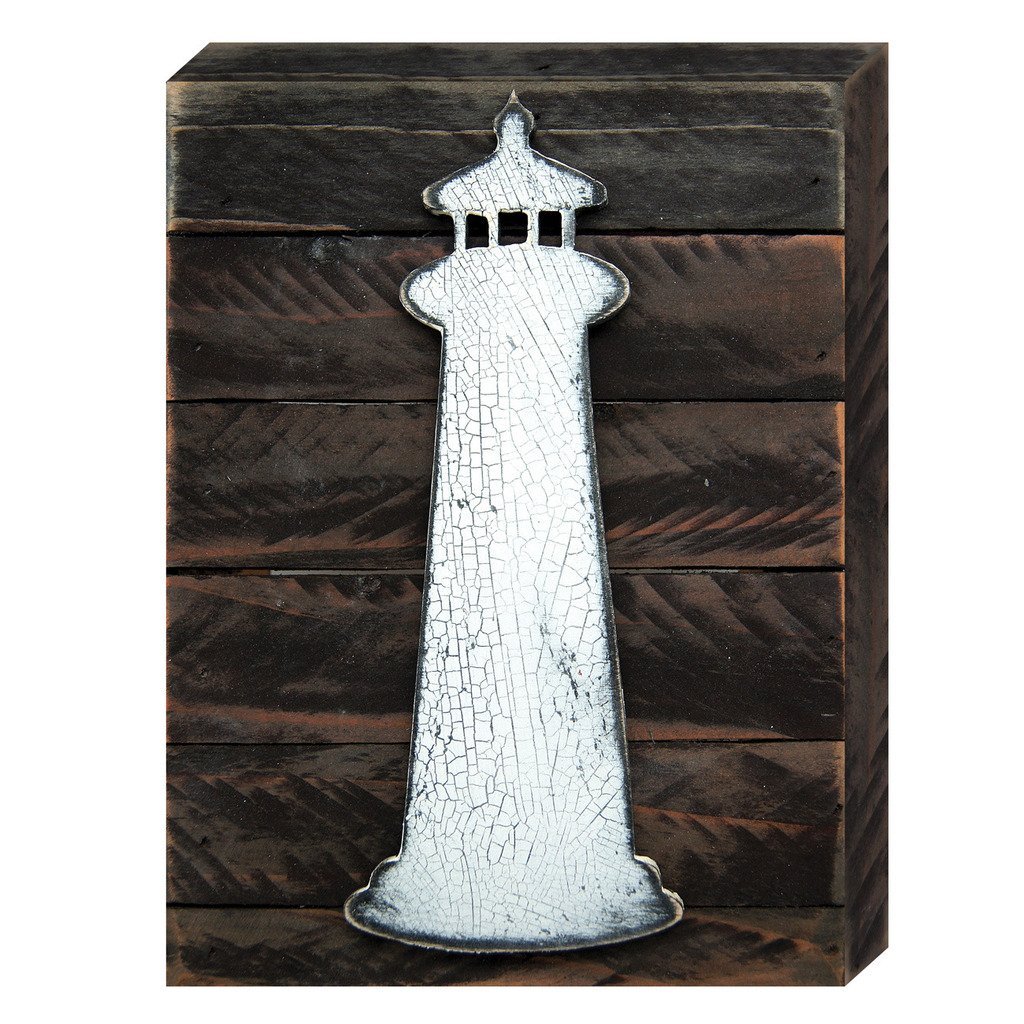 98526-18 Lighthouse Vintage Nautical Art On Board Wall Decor