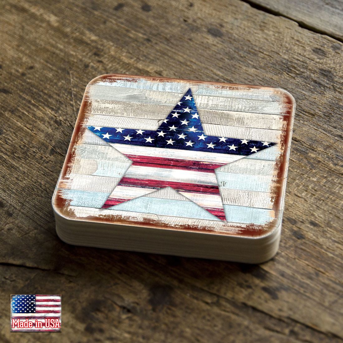 Picture of Nature Wonders 8198917C-S4 4 x 4 in. American Star Wooden Cork Coasters Gift - Set of 4