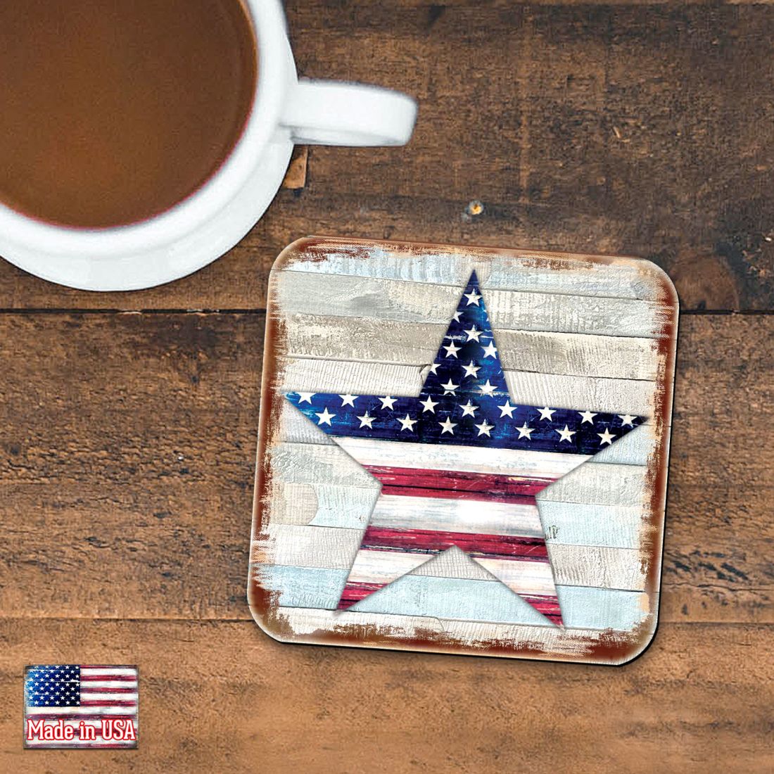 Picture of Nature Wonders 8198917C-S4 4 x 4 in. American Star Wooden Cork Coasters Gift - Set of 4