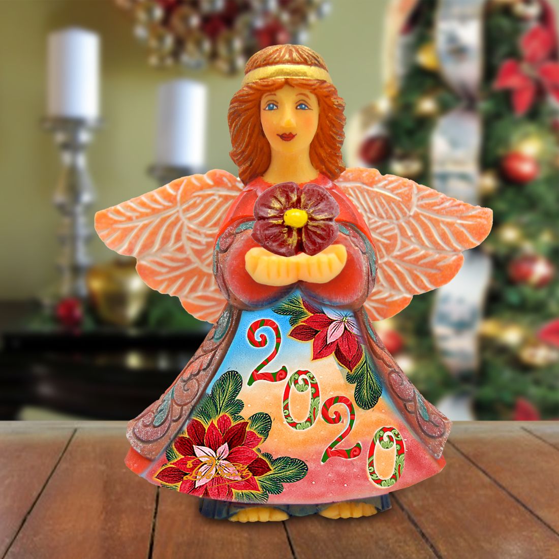 Picture of G.DeBrekht 516651D 6 x 5 in. Dated Prosperity Angel Gift Giver Handcrafted Christmas Figurine