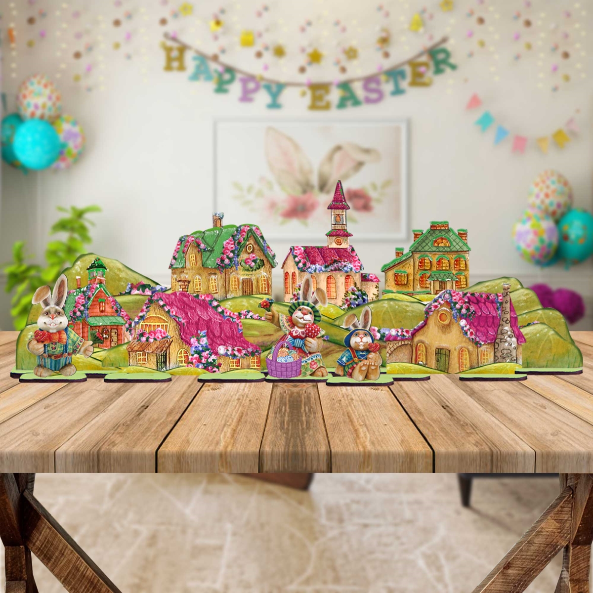 Picture of Designocracy 852730-S12 35 x 11 in. Easter Village Halloween Decor - Set of 12