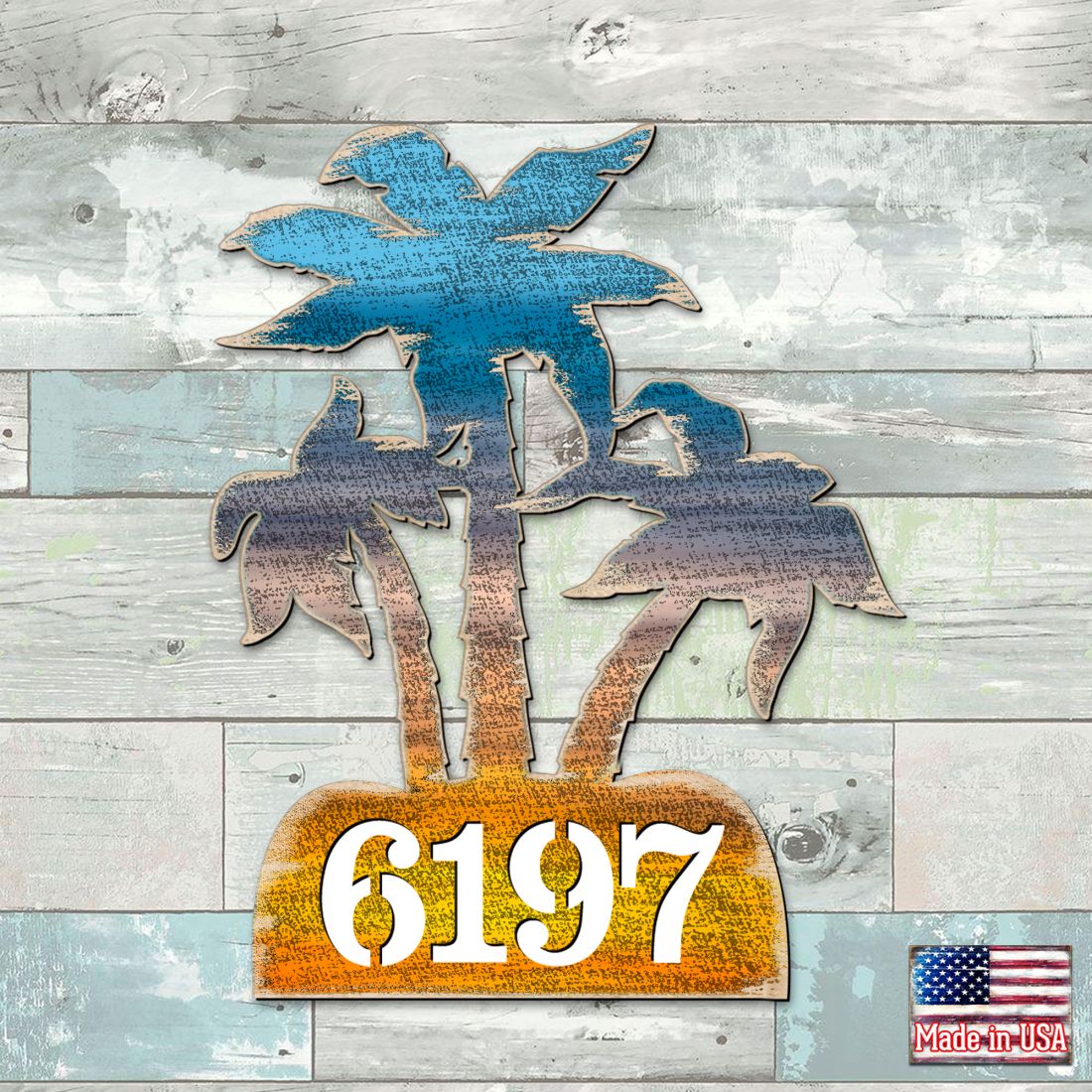 Picture of Designocracy MA8198415-12 12 in. Palm Coastal Trees House Number Sign Decor