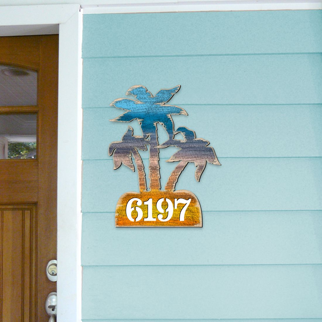 Picture of Designocracy MA8198415-12 12 in. Palm Coastal Trees House Number Sign Decor