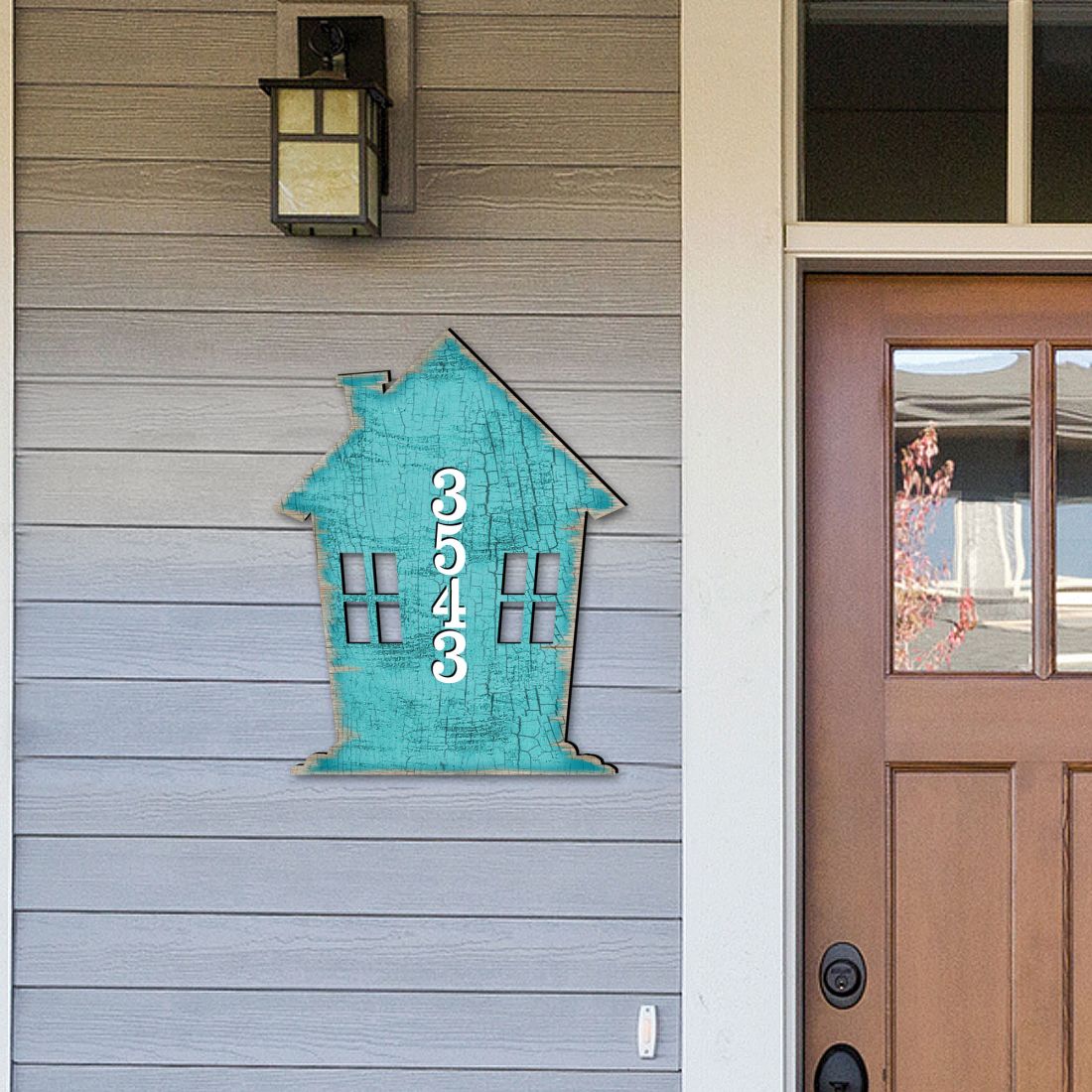 Picture of Designocracy MA98737-18 18 in. Tree Wooden Custom House Number Sign Decor